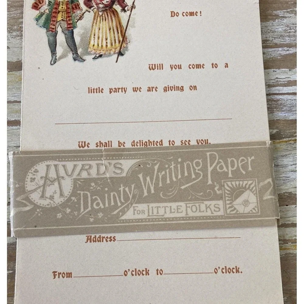 Antique Hurds Dainty Writing Paper For Little Folks stationery party invitations